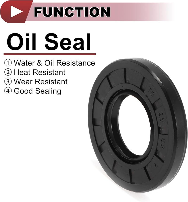 HEROFFIX 5 Pcs Rotary Shaft Seal High Pressure Oil Seal 25x52x7mm Black Nitrile 70 Durometer Rubber - Image 3